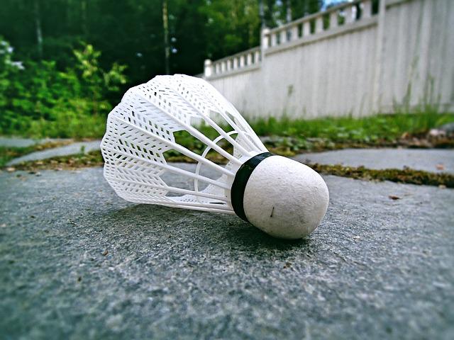 badmintonový míček na zemi